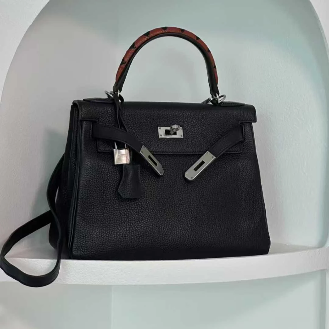 99新 Hermes/爱马仕 【小池专属】Kelly28黑银鲨鱼手柄Togo皮 A刻