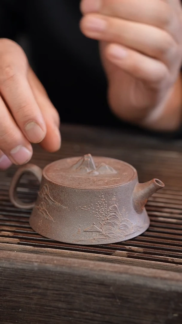 茶壶紫砂山隐 还原烧 半手工 130cc