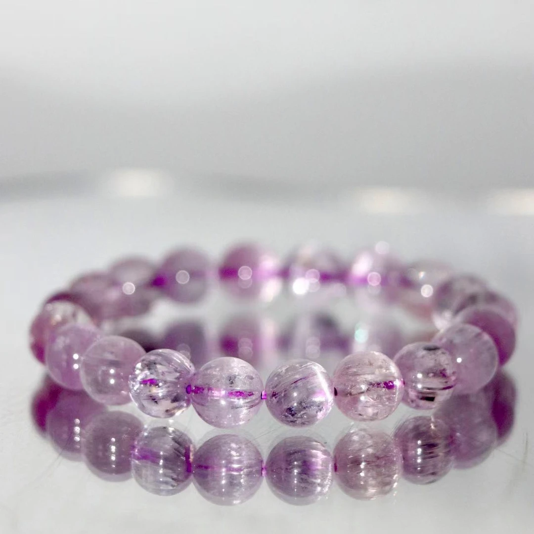 天然透体猫眼拉丝紫锂辉石手串T7063-尺寸可选-多样性发一