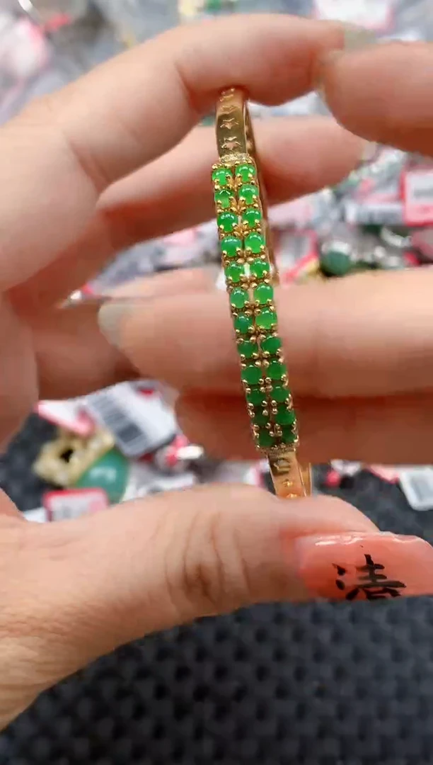 银S925镶嵌戒指翡翠天然A货缅甸翡翠