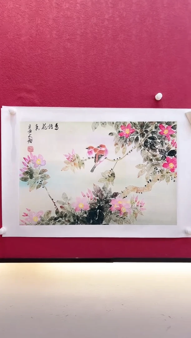 国画孙文启手绘作品《花鸟》