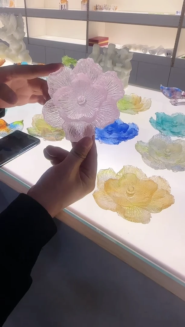 手工艺品琉璃牡丹花粉色香插