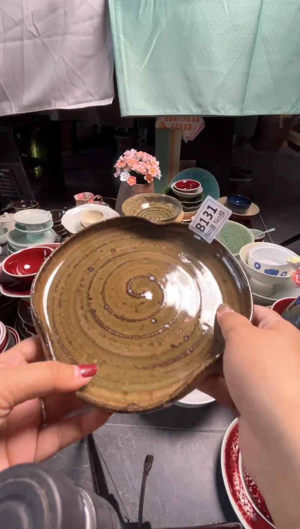 瓷片悟****爱B131  粗陶手工异型盘