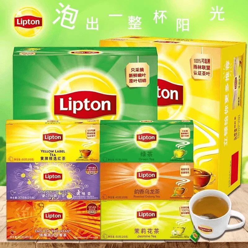 立顿红茶袋泡茶优质绿茶包茉莉花茶包奶茶专用茶叶柠檬茶醇香2g
