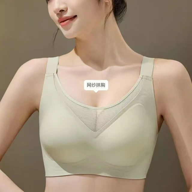 液态软支撑大包裹文胸4排4扣6色五码舒适薄款无痕无钢圈网纱