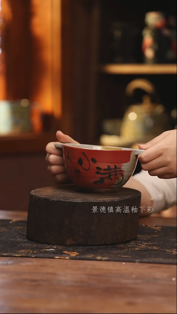 陶瓷景德镇高温釉下手绘陶瓷@L324@