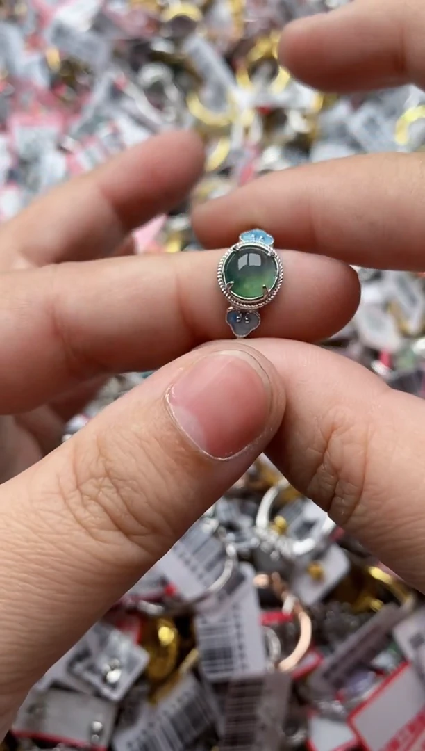【闪购商品】翡翠戒指银S925镶嵌66666---4