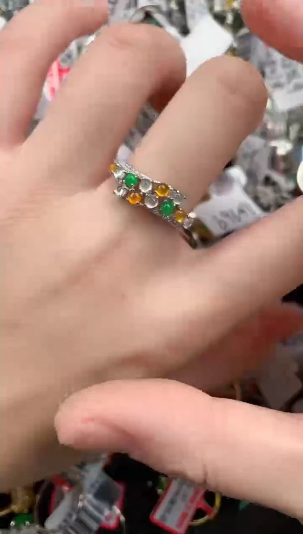 银S925镶嵌戒指翡翠222           8