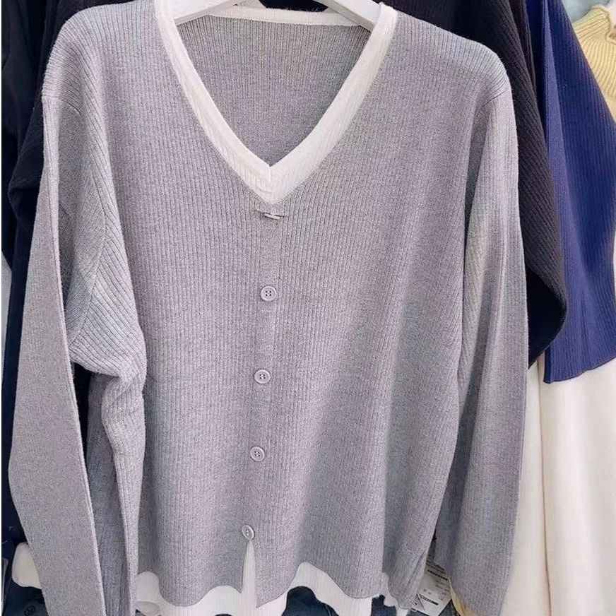 莲莲专属-V领假两件针织衫