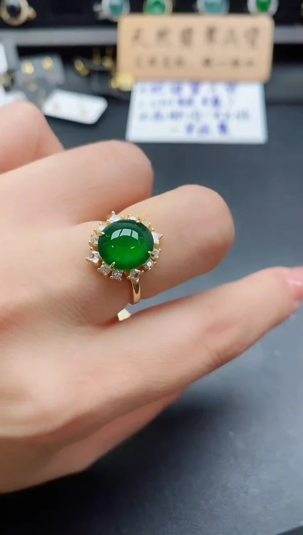 银S925镶嵌戒指翡翠1