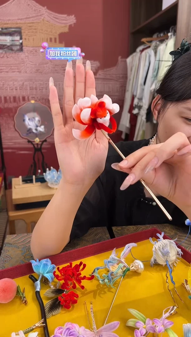 刺绣非遗绒花（发饰）