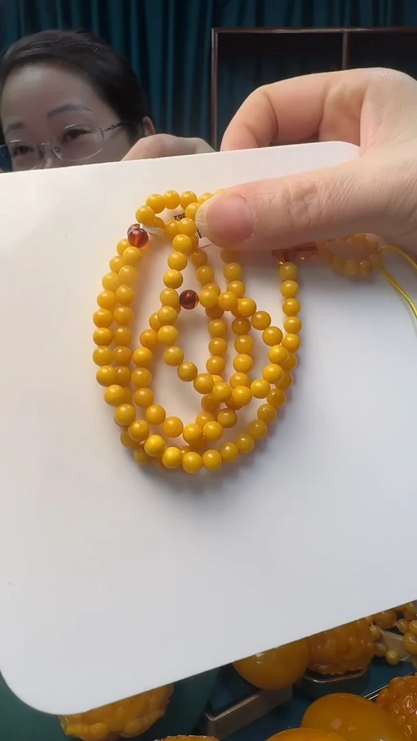 未镶嵌项链琥珀蜜蜡圆珠项链