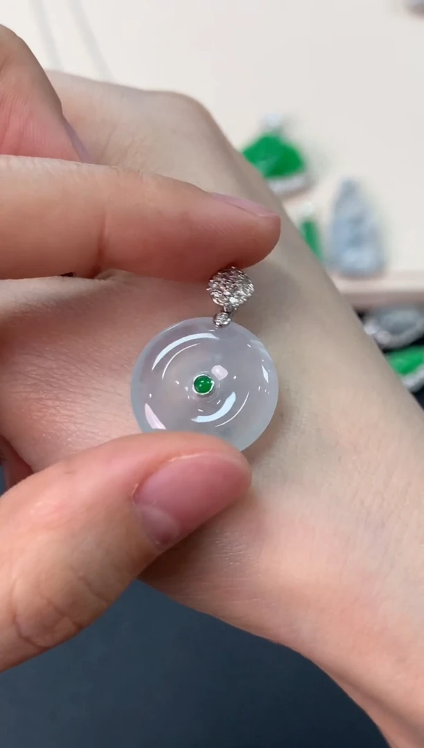 翡翠18K金镶嵌吊坠(不含链)平安扣吊坠2980