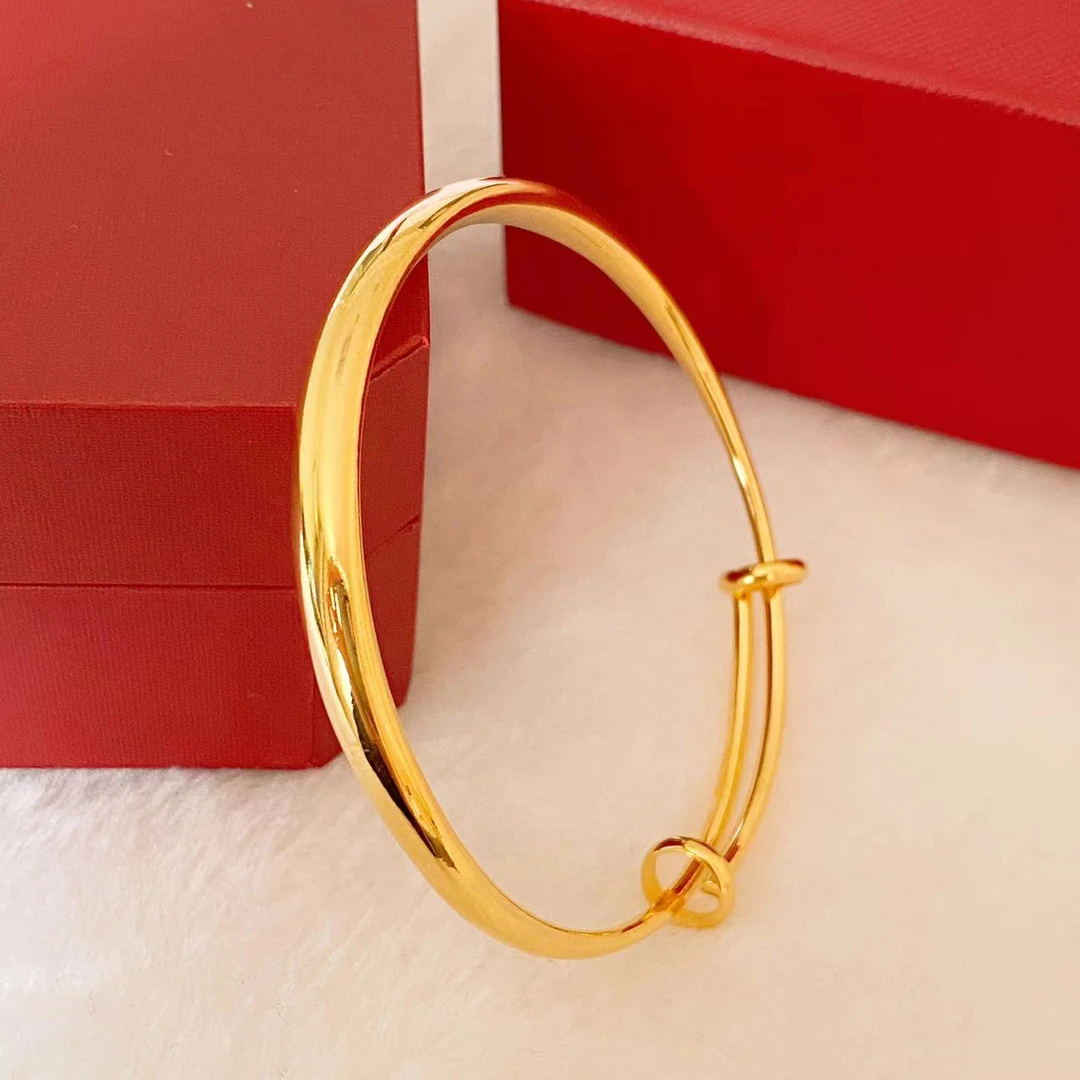 铜合金手镯 时尚百搭推拉素圈手镯可调节