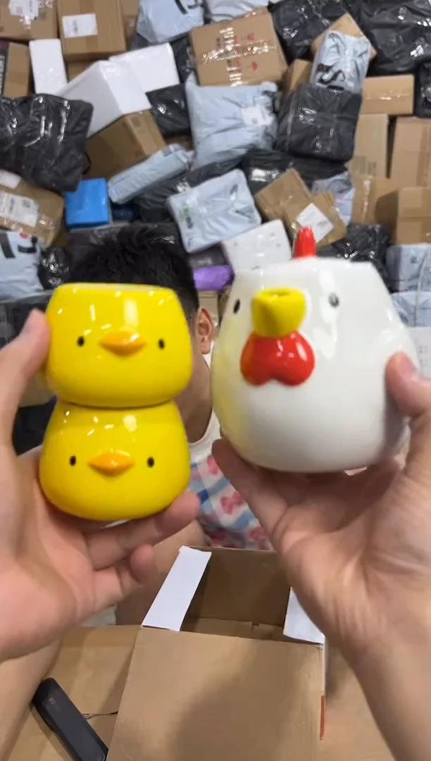 瓷片原盒小鸡茶壶套组