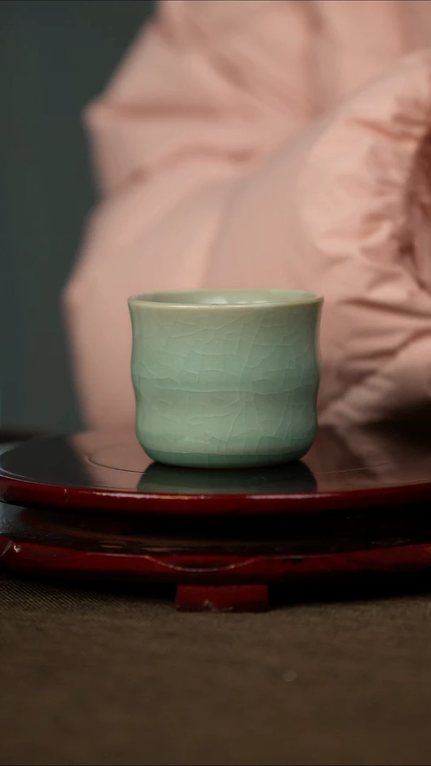 全品 竹节杯 仿古釉