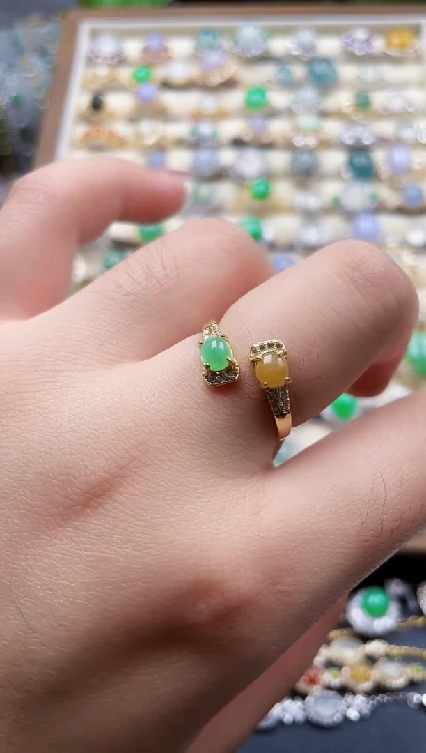 银S925镶嵌戒指翡翠1