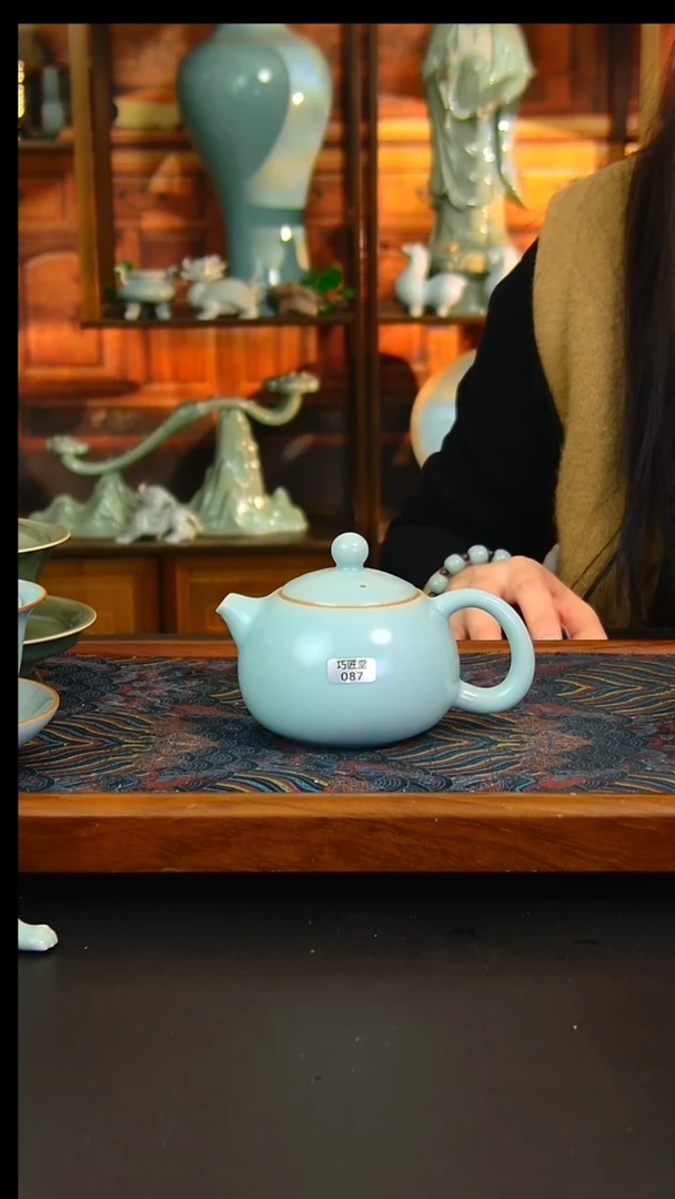 瓷片支钉烧仿古釉西施壶，微瑕