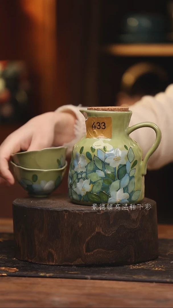 陶瓷 景德镇高温釉下手绘陶瓷@L433@