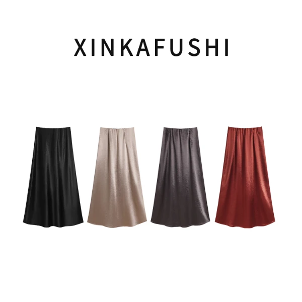 【柔雾法则】25春夏新款醋酸混纺韩版松紧百搭灵动显瘦半身裙YN2538