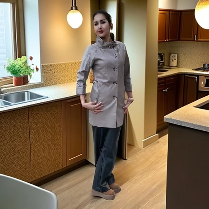 2025年新款女装中长款款皮外套