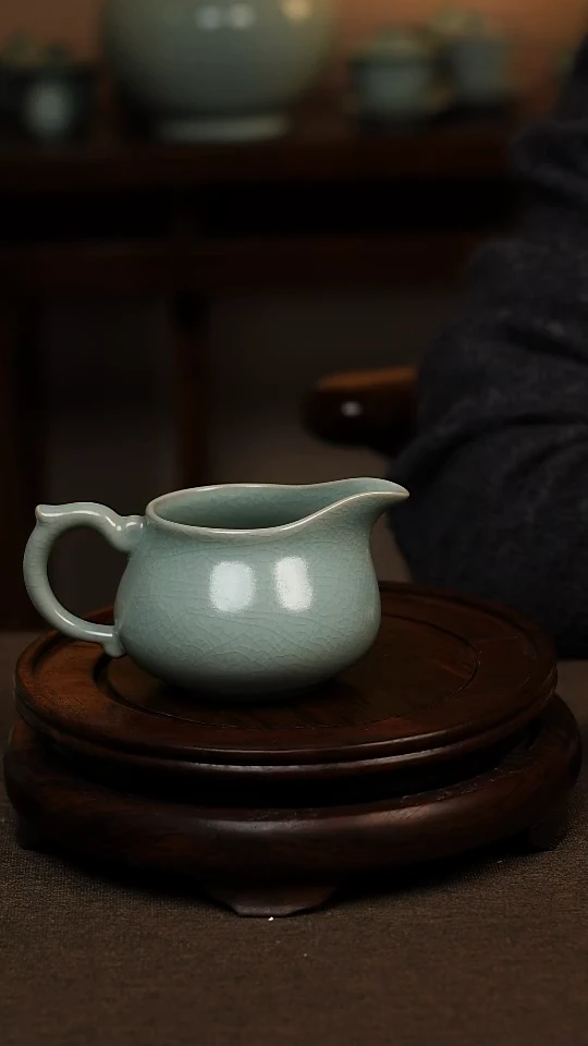 瓷片仿古天青龙把公道200ml 微瑕 不带礼盒