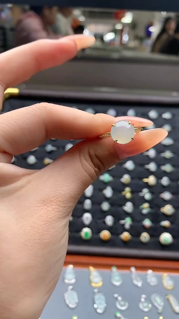 银S925镶嵌戒指翡翠天然缅甸翡翠A货