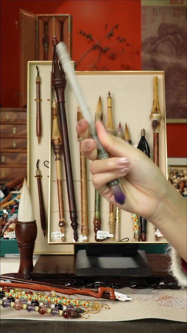 14号闪孤品高货毛笔链接 清水试笔 蘸墨不退