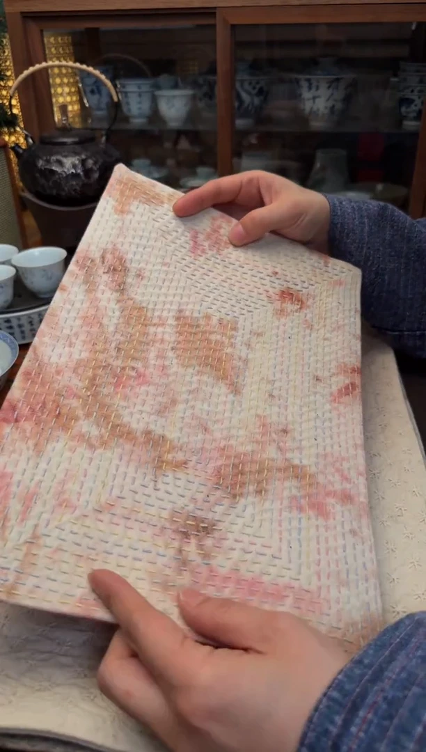 【闪购商品】织绣Cici手作刺子绣植物染柿染茶席878