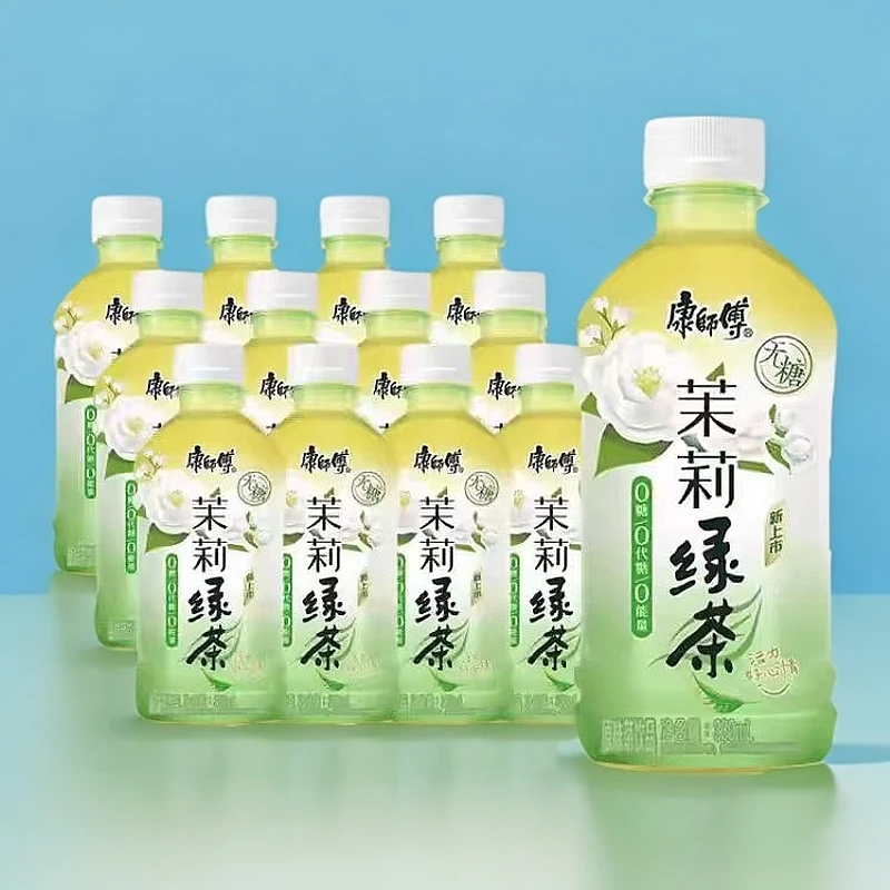 康师傅无糖补水茉莉绿茶0糖0脂肪330ml小原味茶饮料小小饮料