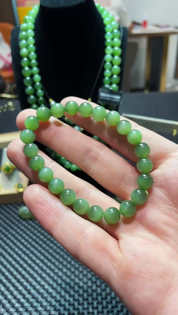 手串未镶嵌和田玉和田玉碧玉猫眼手串8mm