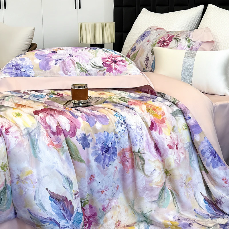 618活动空调被四件套兰精天丝夏凉被床上用品四件套欧美式