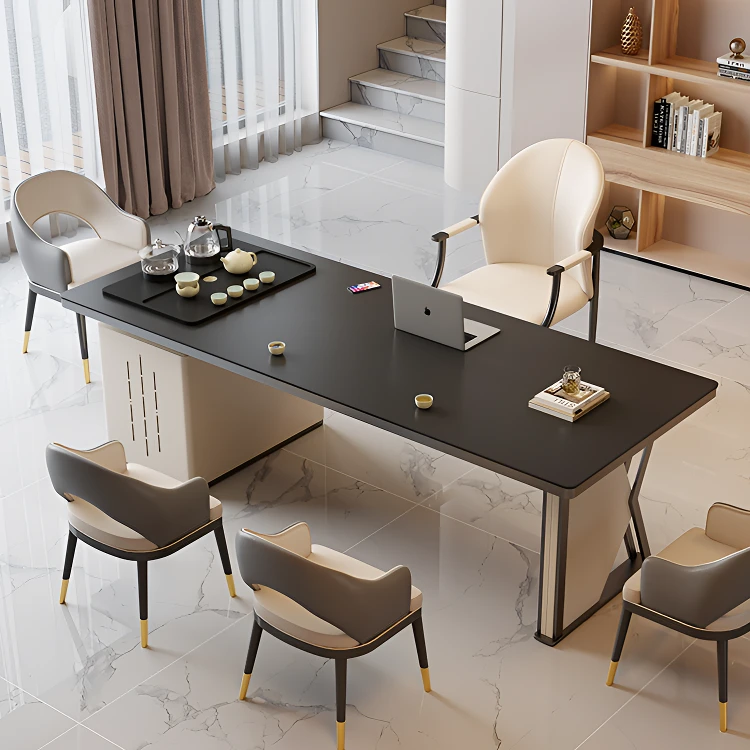 轻奢岩板茶台办公室客厅自动上茶茶桌椅组合家用茶几阳台泡茶桌