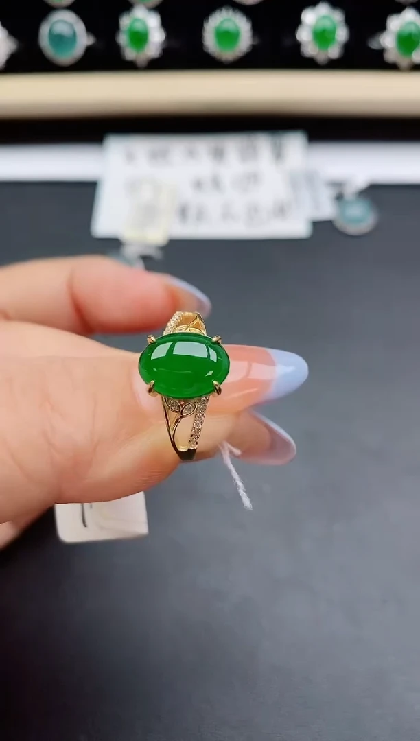 翡翠戒指银S925镶嵌05850