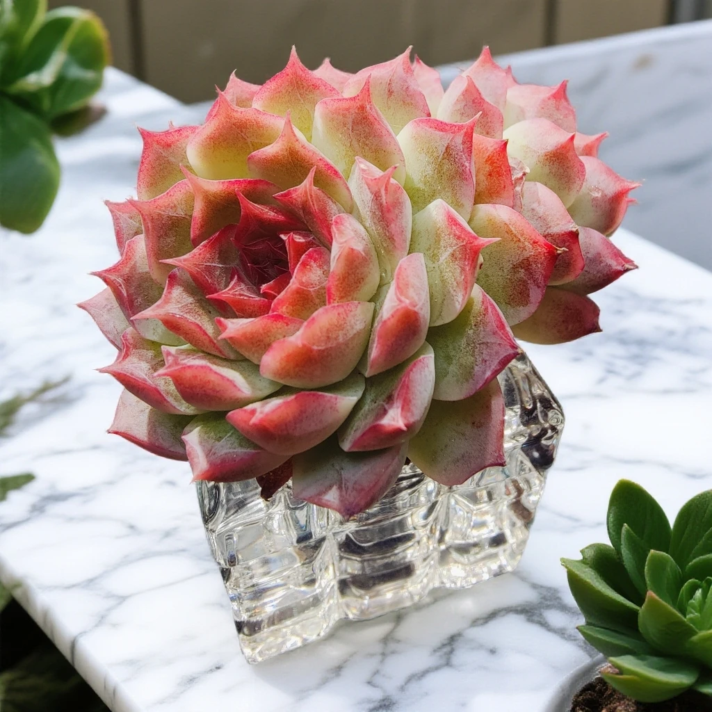 【①号】双头桃熏女王心里美（冠幅4-6cm起/送白色冰晶盆）