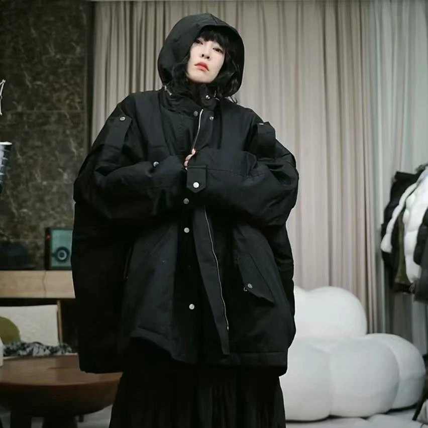infobyfive福利冬季新款户外防风连帽大巫师斗篷棉服外套2DL2704