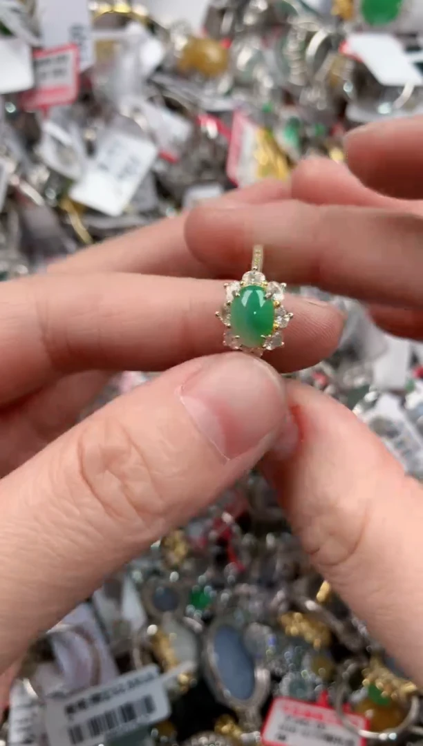 银S925镶嵌戒指翡翠101010---5