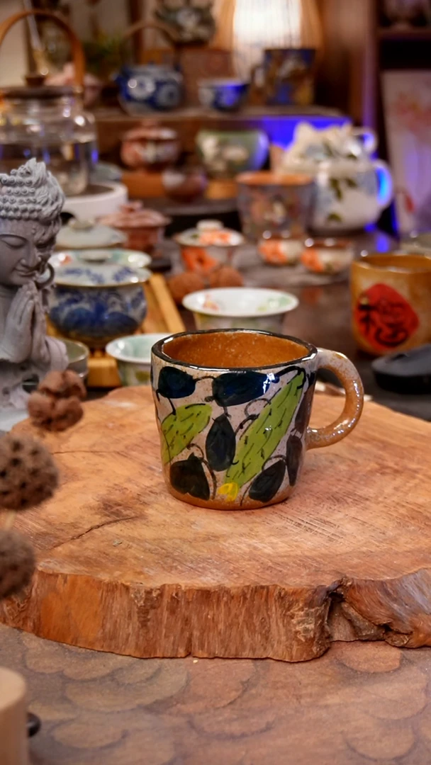 杯丝瓜景德镇手工彩绘