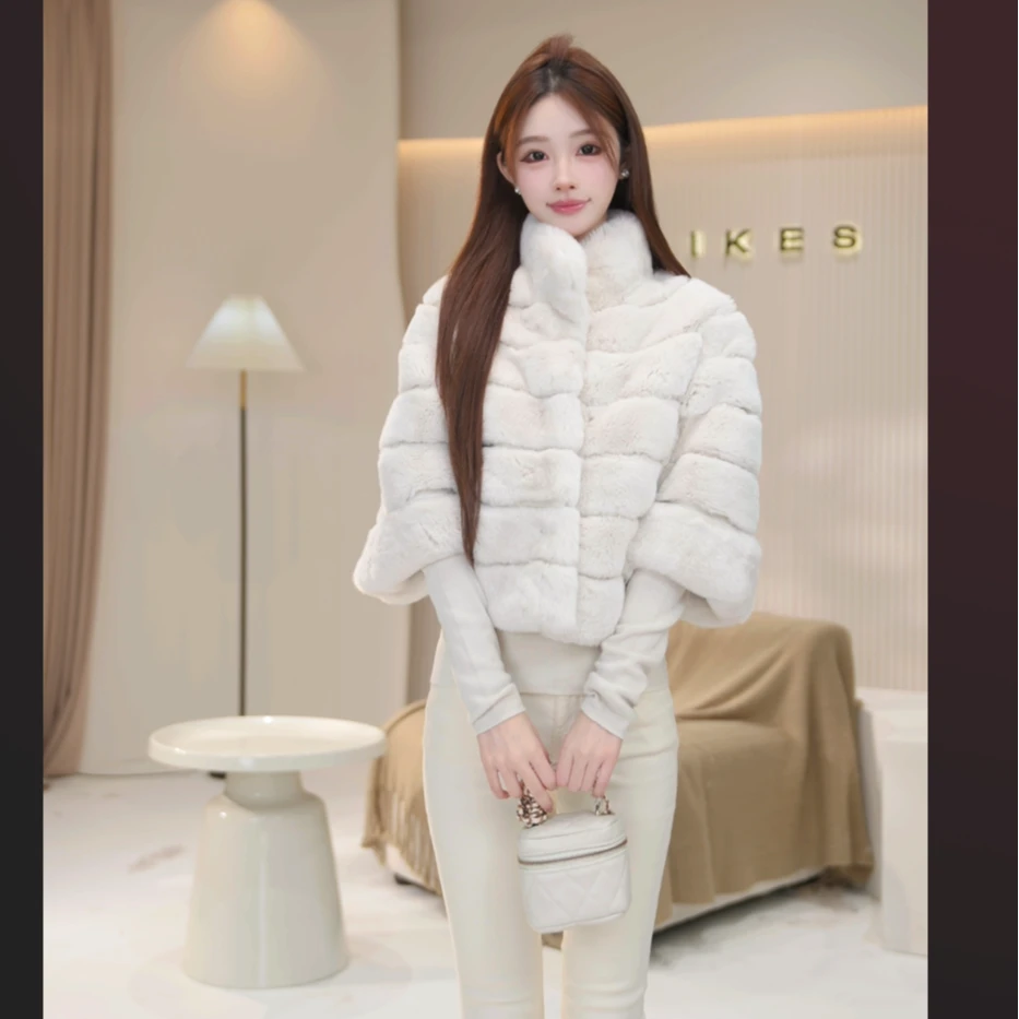 【LILYLIKES】珍珠兔兔 奶香少女獭兔毛斗篷短外套