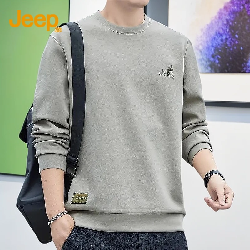 Jeep吉普运动圆领卫衣男士春秋季新款潮牌长袖T恤宽松休闲服