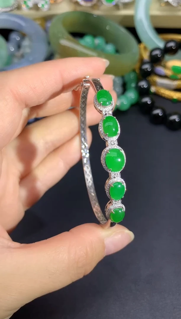 18K金镶嵌手镯翡翠321-雪姐翡翠天天见