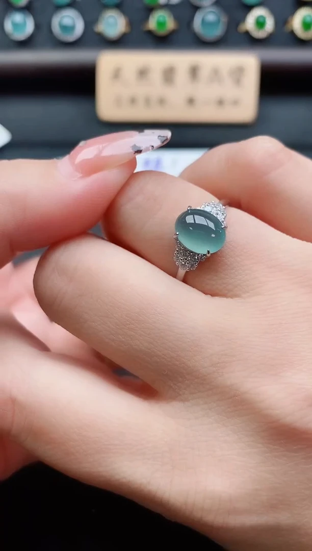 银S925镶嵌戒指翡翠1