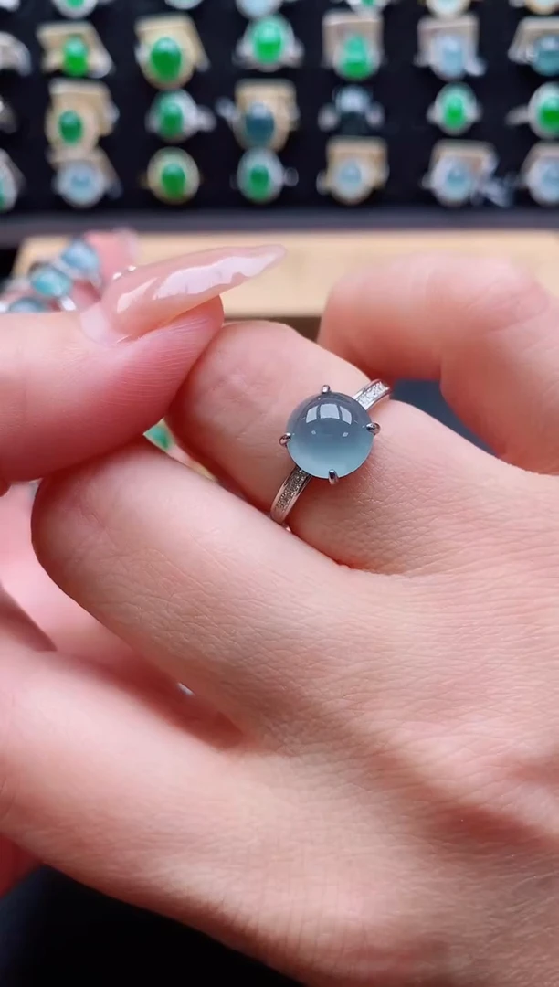 银S925镶嵌戒指翡翠1