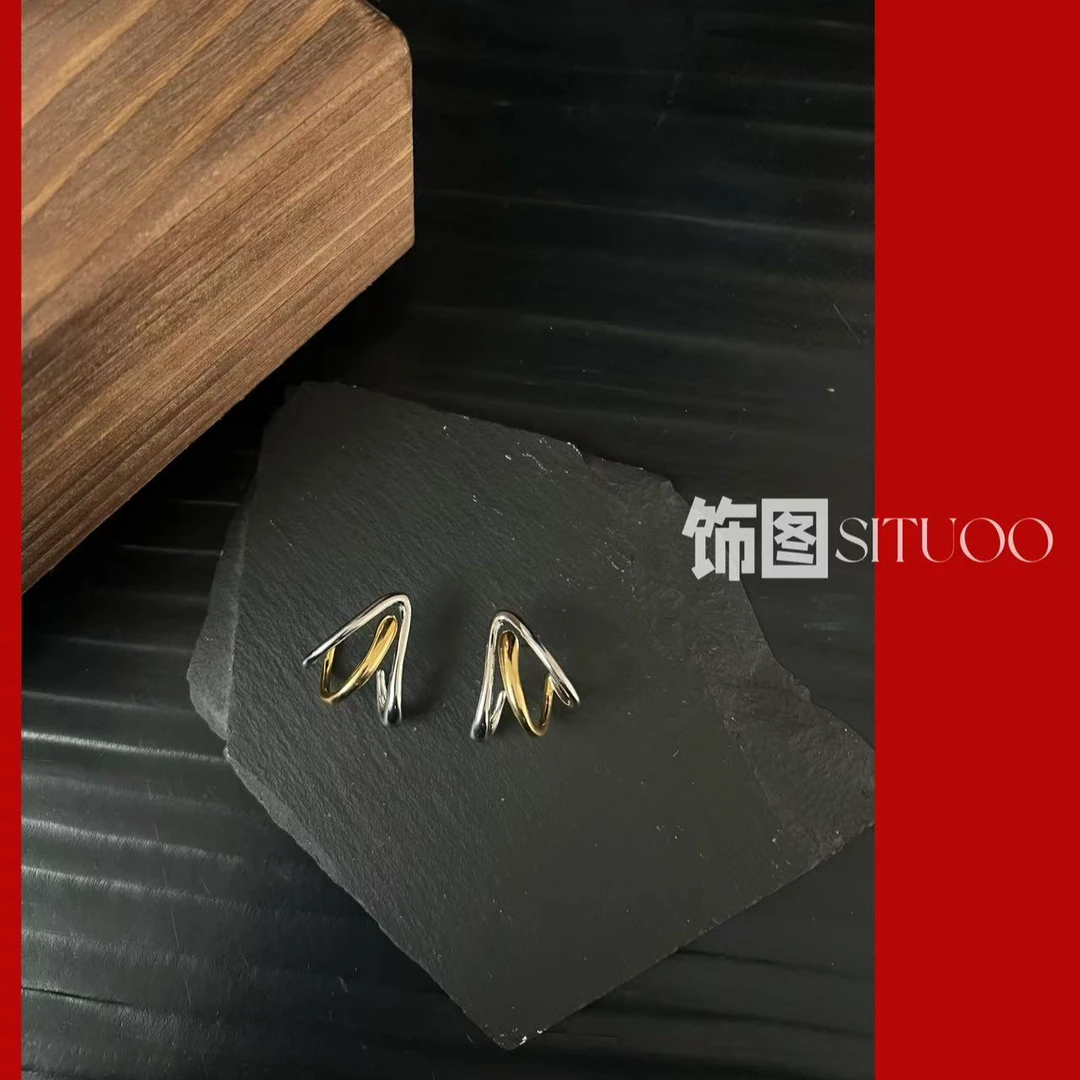 合金耳饰 SITUOO饰图小众设计款“佛手柑”几何个性百搭简约耳饰