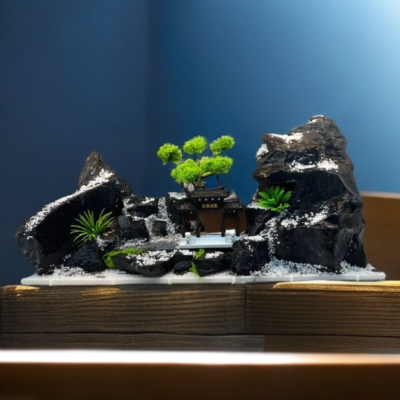 全套骨架定制黑金石小型青龙石溪流石沉木杜鹃枝景观小型青龙石