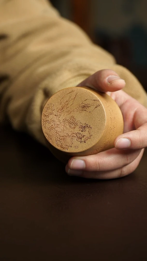 茶杯紫砂46号 太湖石游虾杯 双12炸漏宜兴紫砂原矿作品