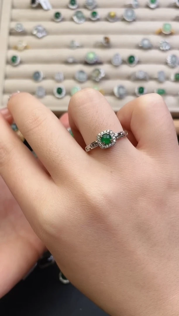 银S925镶嵌戒指翡翠0