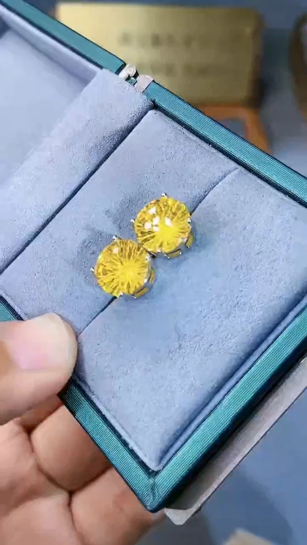 【闪购商品】黄晶耳饰银S925镶嵌1561