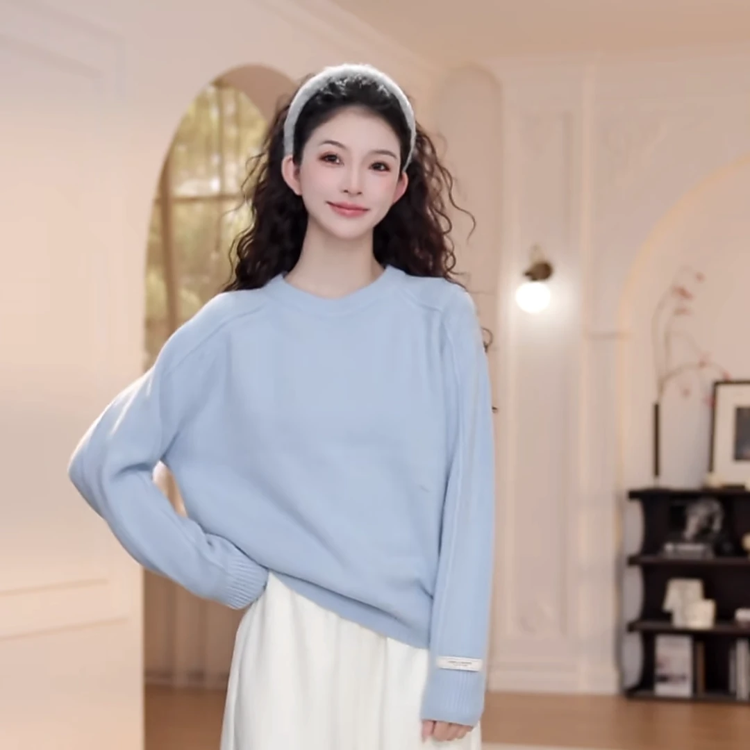 【YANYAN】纯色插肩袖毛衣女秋冬季新款圆领长袖针织衫YY-9254