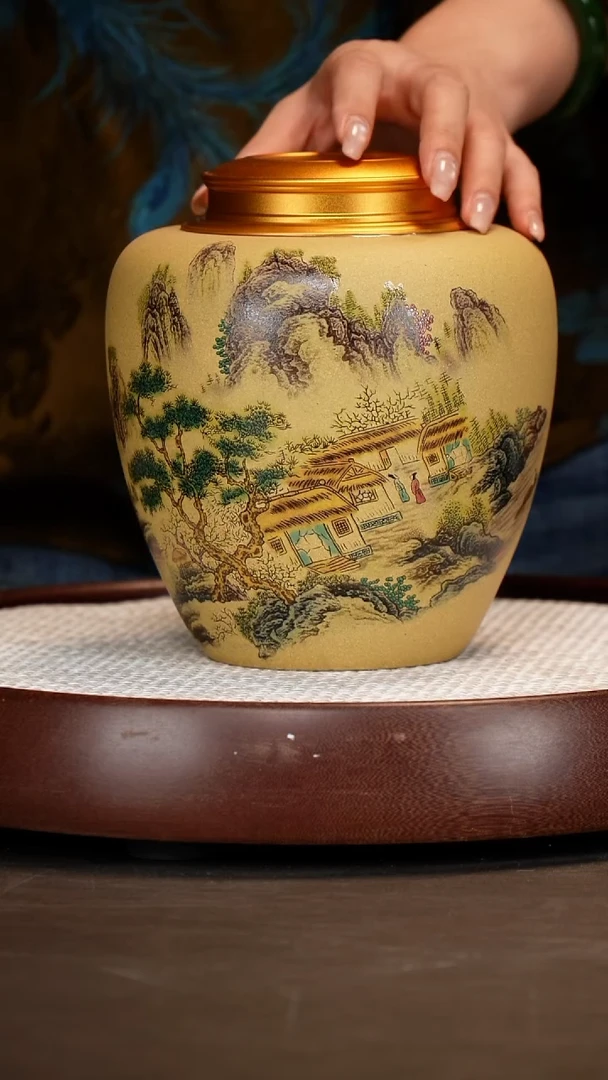 紫砂茶具黄金段茶叶罐